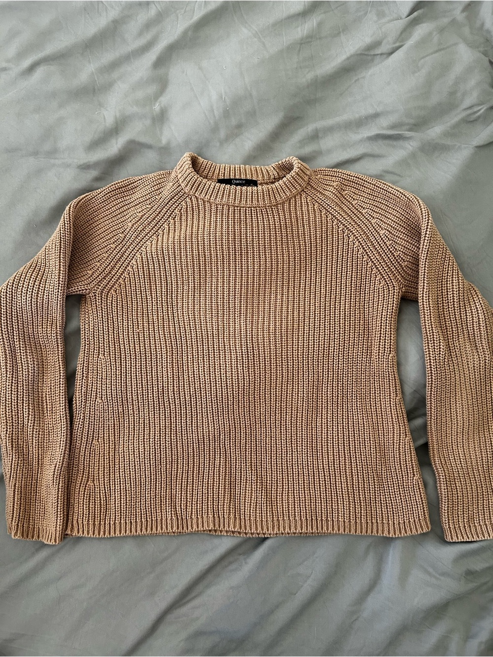 Quince Tan Ribbed Crewneck Sweater